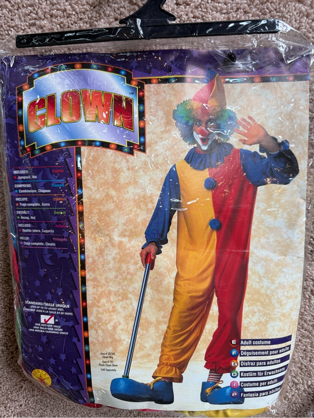 Classic Yellow & Red Clown Costume for adults